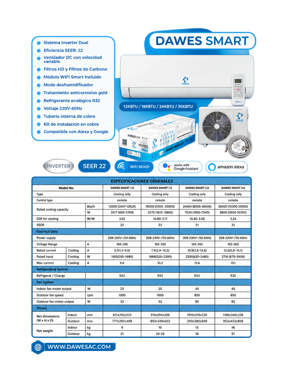 catalogo aires acondicionado dawes smart 