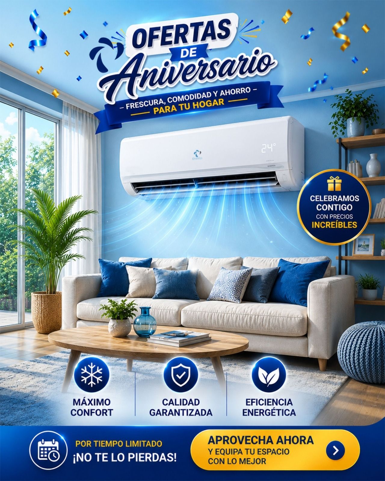 oferta de aniversario en aires acondicionados 